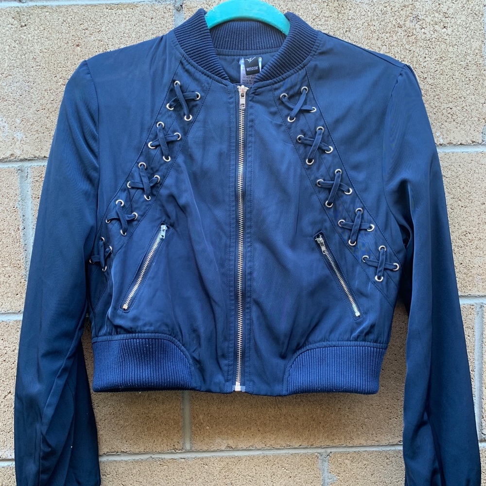 Blue bomber jacket